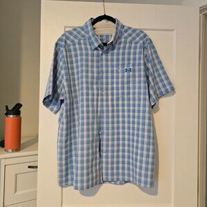 Under Armour Men's S/S Drift Tide 2.0 Plaid Button Shirt | XL | Blue